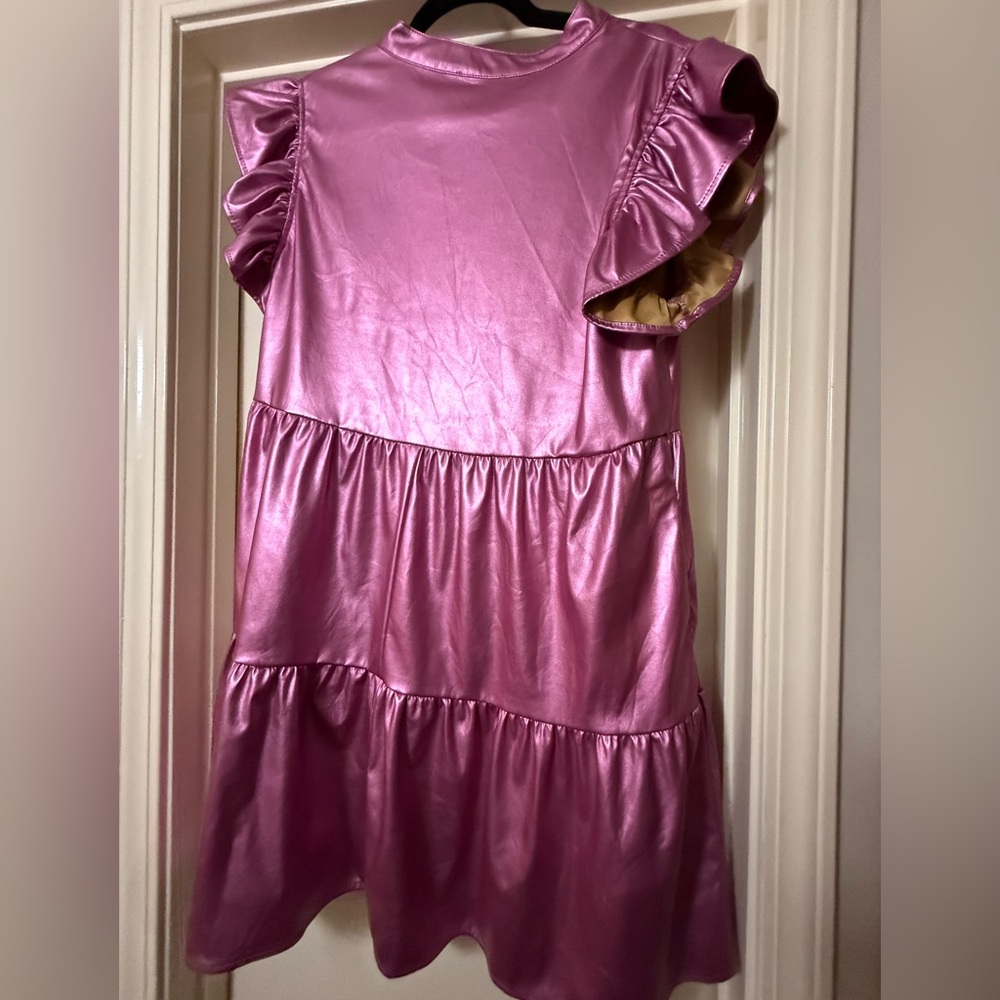 entro Metallic Rose Ruffle-Sleeve Tiered Mini Dress - Picture 4 of 10